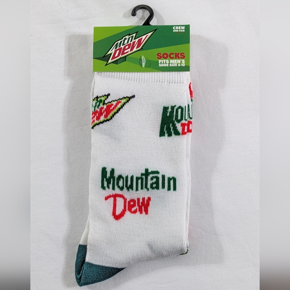 Mountain Dew Men's Novelty Crew Socks, Shoe Size: 6-12, New With Tag